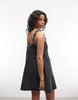 The Ragged Priest Godet Panel Denim Mini Dress In Charcoal