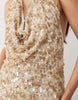 River Island Sequin Cowl Halterneck Mini Dress In Cream