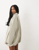 Wide Cuff Shirt Mini Dress With Bubble Hem In Mono Check