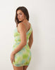The Frolic Exclusive Chiffon Asymmetric Cowl Neck Mini Dress In Multi Abstract
