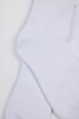 Ribbed Half-Crew Socks in White