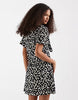Vero Moda Easy Joy Short Sleeve Bow Front Mini Dress In Black Ditsy Daisy Print