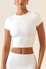 Cap Sleeve Crop Top in White