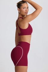 Soft Active V-Neck Sports Bra in Burgundy