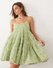 Dream Sister Jane Clover Organza Detail Scoop Neck Cami Mini Dress In Light Green