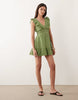 Wednesdays Girl Ruffle Edged Mini Dress In Green
