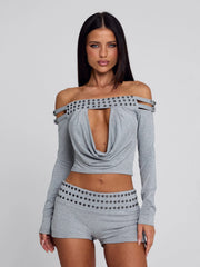 Lucy's ZAYANA TOP GREY MARLE