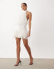 Gina Tricot Halter Neck Frill Mini Dress In White