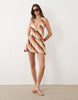 Motel Pippey Racer Back Mini Dress In Multi Stripe