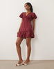 New Look Lace Trim Flutter Sleeve Mini Dress In Burgundy