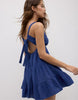 Stradivarius Short Dress With V-Neck In Electric Blue