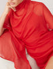 High Neck Drape Front Extreme Cape Sleeve Mini Dress In Red