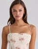 House Of Cb Dolly Ivory Vintage Rose Print Cotton Flared Mini Sundress In Ivory Vintage Rose Print