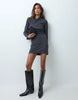 Supersoft Drape High Neck Wrap Mini Dress In Charcoal