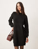 Jdy Puff Sleeve Knitted Mini Jumper Dress In Black