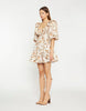 Glamorous Ruffle Neckline Mini Dress In Tan Multi Blossom