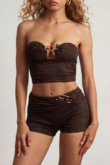 Mid-Rise Shorts in Dark Chocolate