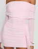Princess Polly Rozalee Mesh Bardot Frill Drape Detail Mini Dress In Pink