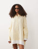 Oversized Double Layered Shirt Mini Dress In Yellow Stripe