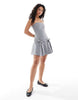 Glamorous Strapless Pleated Bow Mini Dress In Grey