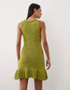 Tape Yarn Dress With Frill Hem In Green