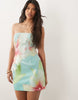 Forever New Bandeau Liquid Sequin Mini Dress In Oversized Floral