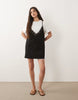 Short Sleeve Lace Overlay Mini Dress In White And Black