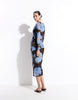 New Look Polka Dot Floral Mesh Midi Dress In Blue & Brown