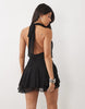 Fashionkilla Exclusive Chiffon Halterneck Foldover Detail Ruffle Skirt Mini Dress In Black