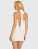 Oh Polly Chiffon Halter Neck Embellished Lace Corset Mini Dress In White