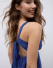 Stradivarius Short Dress With V-Neck In Electric Blue