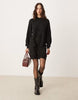 Jdy Puff Sleeve Knitted Mini Jumper Dress In Black