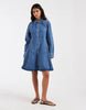 Vero Moda Button Up Seam Detail Denim Mini Dress In Medium Blue Denim