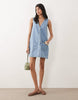 Miss Selfridge Denim Button Through Shift Dress In Light Blue Wash